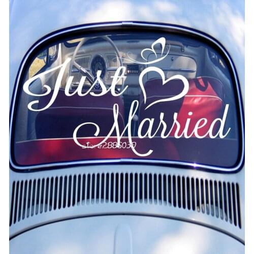 Just Married Wedding Wall Stickers Married Decoration Car Decal Waterproof Vinyl Removable Wedding Hot Selling Mural ZA107C