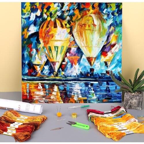 Balloon Festival Printed Fabric 11CT Cross-Stitch Embroidery Full Kit DMC Threads Needlework Painting Craft Handmade Adults