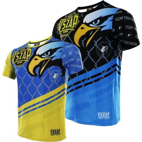 Quick Dry Fighting MMA Jerseys Kick Boxing Shirts Training T Shirt Hawkeye Muay Thai Compression Sweatshirt Jiu jitsu Men