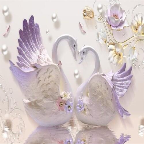 Wellyu Jewelry Embossed Stereo Simple Swan Continental Wall Decorative painting Customize Large mural Environmental wallpaper