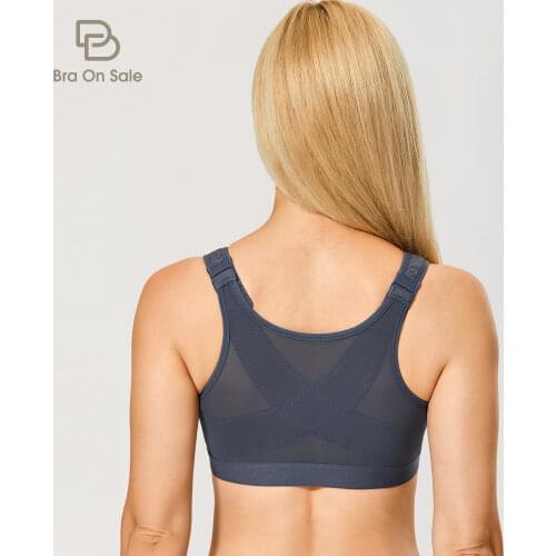 Womens Posture Front Closure Full Coverage Wireless No Padded Back Support Bra Plus Size