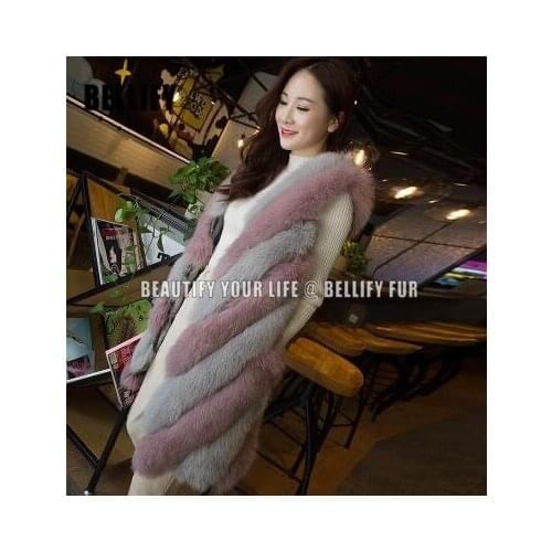 Top quality Twisted color office lady real fox fur vest gilet , New collections milan 2020 natural fox fur waistcoat
