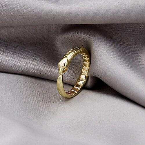 Fashion Retro Snake Shaped Opening Ring For Women Girls Simple Style Animal Adjustable Finger Jewelry Party Gifts