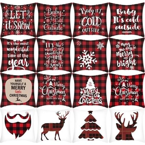 2021 Merry Christmas Pillow Cover Short Plush Elk Santa Claus Sofa Cushion Cover 45cm Home Decor Pillowcase Christmas Decoration