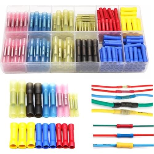 240PCS Assorted Heat Shrink Butt Wire Connectors Insulated Seal Crimping Connectors Crimp Terminals Waterproof 10-26AWG