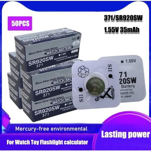 50pcs FOR SEIZAIKEN 1.55V AG6 371 SR920SW LR920 171 370 L921 LR69 SR920 Button Batteries For Watch Toy Remote Cell Coin Battery