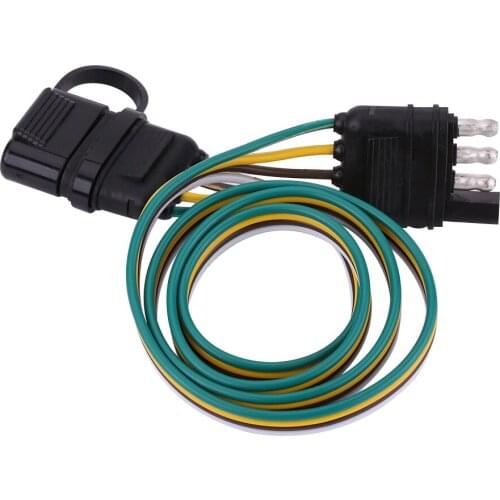 6-24V 4 Pin Flat Trailer Plug Socket Wiring Connector Adapter For Caravan Towbar Towing American Trailer Plug Four Core Flat