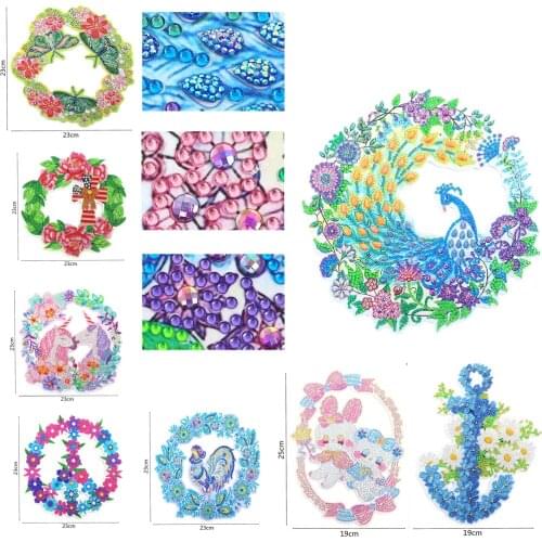 DIY Diamond Painting Wreath for Door Diamond Embroidery Kit Special Shaped Drill Cross Stitch Diamond Art Craft Home Decoration