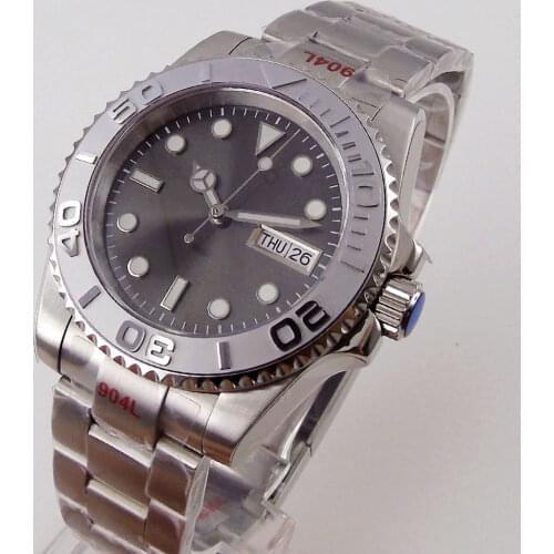 Japan NH36A 24 Jewels Automatic Male Wristwatch Sapphire Glass Brushed Grey Ceramic Bezel Insert Date 40mm Deployment