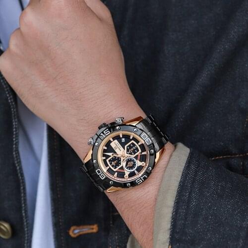 New Hot NAVIFORCE Mens Business Watches Luxury Brand Military Sports Wristwatches Full Steel Chronograph Quartz Male Clock 2021