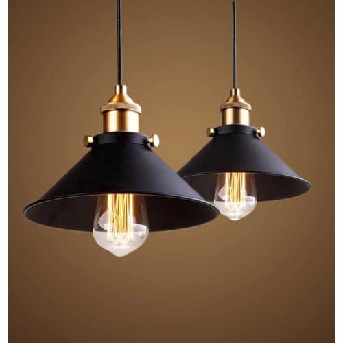 Black vintage industrial pendant light nordic retro lights iron lampshade loft edison lamp metal cage dining room Countryside