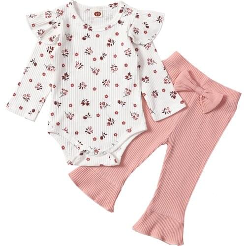 Lovely Toddler Kids Baby Girl Knitted Sets Fall Clothes Long Sleeve Bodysuit+Pants Outfits Infant Clothing Tracksuits 0-24M