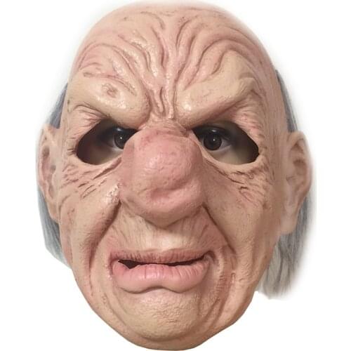 Wig Old Man Latex Halloween Mask Full Face Big Brandy Nose Horror Headgear Hood For Game Cosplay Prom Props LLM002