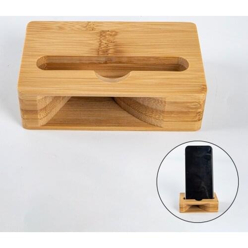 Mobile Phone Loudspeaker Holder Bamboo Sound Amplifier Speaker For Samsung Sony 3-6inch Wooden Holders Wood Desktop Stand