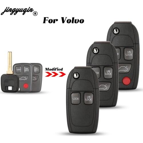 Jingyuqin 2/3/4 Buttons Modified Remote Car Key Shell FOB For Volvo S40 S60 S70 S80 V40 V70 XC90 XC70 1998-2005 Replacement