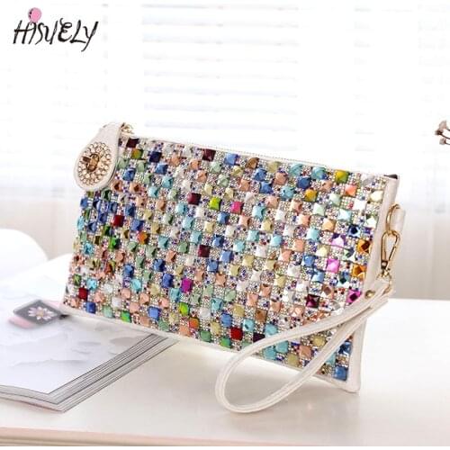 Fashion Colorful Rhinestone Women Clutch Bag Designer Luxury Diamond Ladies Evening Bag Chic Shoulder Crossbody Bags Party Purse