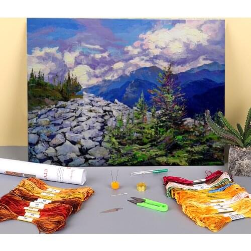 Landscape Gorgany Pre-Printed 11CT Cross Stitch DIY Embroidery Complete Kit DMC Threads Handicraft Handiwork Knitting Sales