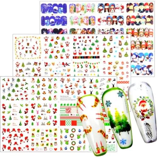 12 Designs Christmas/Halloween Styles Nail Art Stickers Tattoo Water Transfer Foil DIY Nail Polish Decoration For Manicure Tips