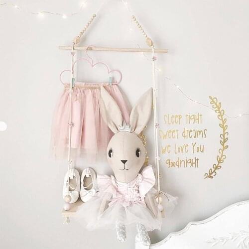 Kids Wall Hanging Shelf Nordic Wooden Floating Swing Racks Baby Dolls Toys Display Shelves Children Room Decorations Storage