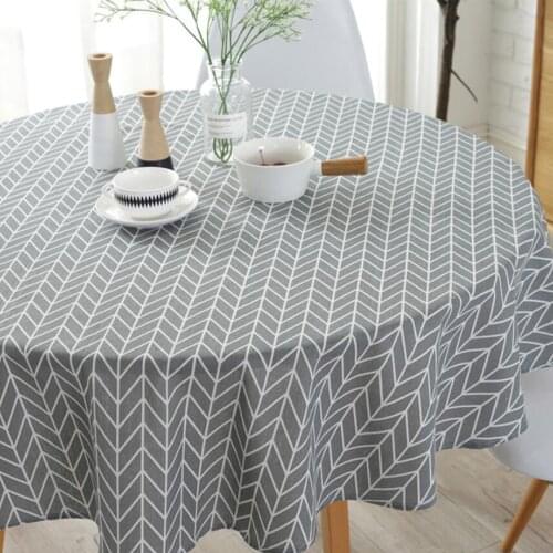 Nordic Ins Style Geometric Print Tablecloth Gray Bright Yellow Round Table Cloth Coffee Table Cover Home Decor Tafelkleed ZC078