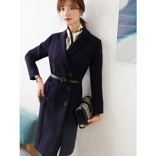 Show New belt wool thin long sleeve dress high end thickening European and American style foreign style