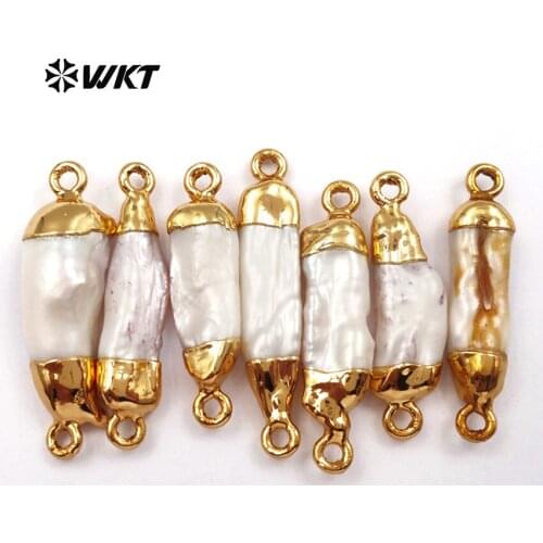 WT-C131Genuine stick connector wholesale 10pcs freshwater pearl connector for jewelry making as gift