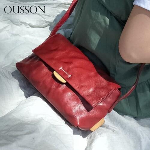 OUSSON New Design Small Square Soft Leather Crossbody Bag Exquisite Female Retro One-Shoulder Bag For Women