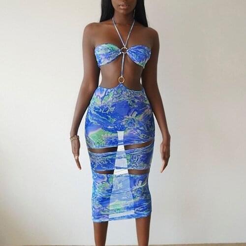 Echoine Sheer Mesh Hollow Out Sexy Long Maxi Dress Party Night Club Vintage Vestidos Outfits Hot Girl Dresses