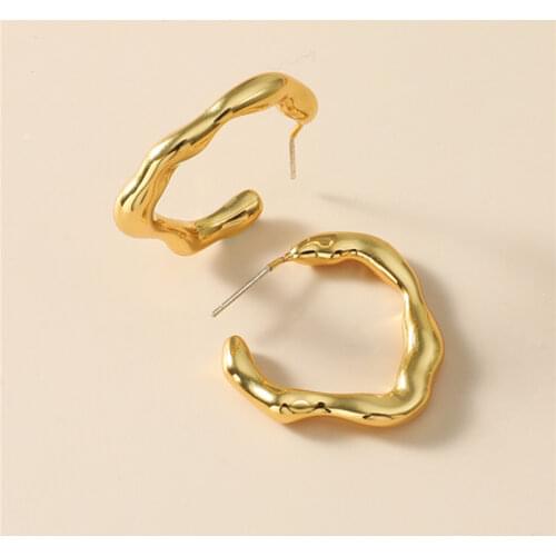 MANGOSKY Fashion Hoop Earring For Women Fine Jewelry 925 Silver Needle Simple Cold Wind Geometric Ear Ring