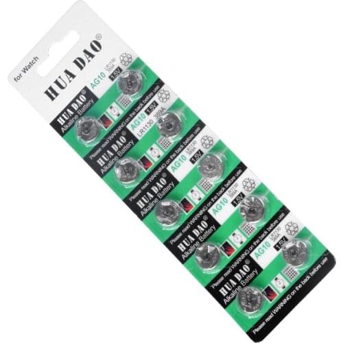 YCDC Alkaline Batteries Button Cheap+Hot Selling+Bateria NEW Button Battery 10 Pcs 1.55V AG10 LR54 LR1130 L1131 389 189