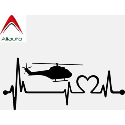 Aliauto Creative Car Sticker Helicopter Heartbeat Lifeline Chopper Pilot Motorcycles Decoration Reflective Decal PVC,15cm*6cm