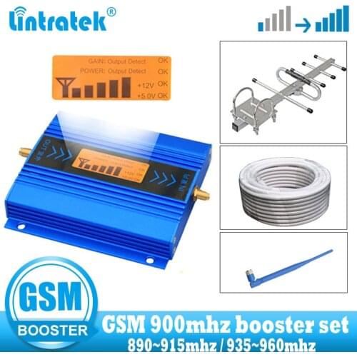 Lintratek GSM Signal booster 900mhz Cellular signal communicaiton amplifier GSM 900 voice and call 2G Repeater + Yagi antenna