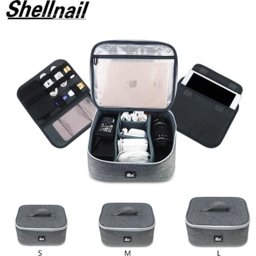 Shellnail Waterproof Protect Case For GOPRO XIAOMI YI SJ Camera Accessories Hard Drive Power Cables Multi-function Storage Bag