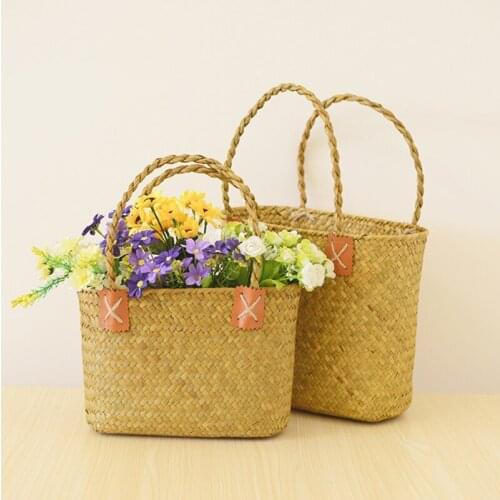 Seagrass Woven Basket Flower Woven Basket Garden Succulent Handbag Flower Basket Handicraft