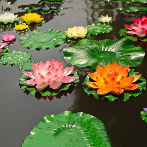 1 PCS 18cm Real Touch Artificial Lotus Flower Foam Lotus Flowers Water Lily Floating Pool Plants Wedding Garden Decoration