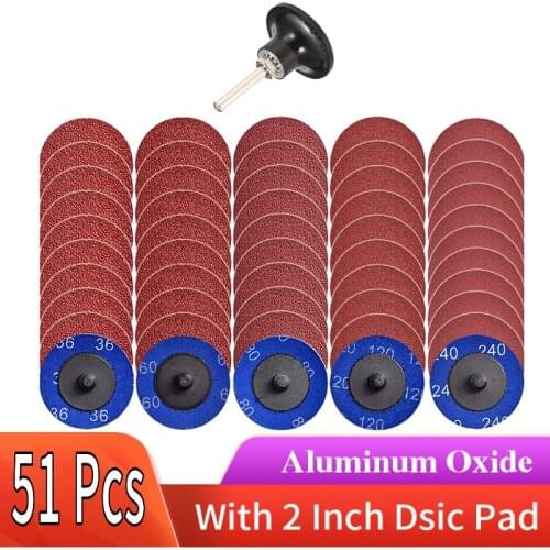 51Pcs Roloc Quick Change Discs Set, 2 inch Sanding Discs Pad, for Surface Prep Strip Grind Polish Finish Rust Paint Removal