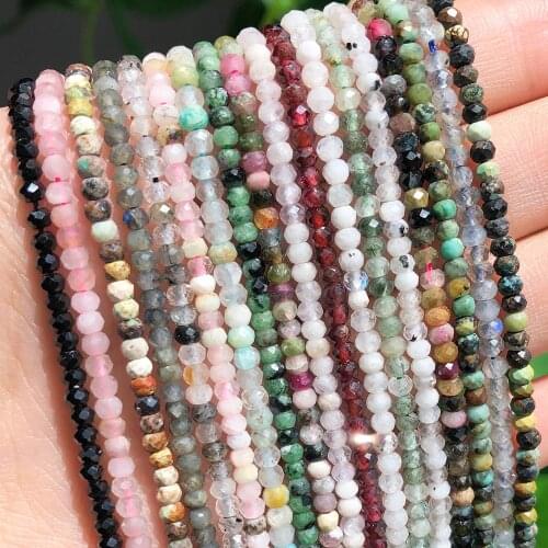 3*2mm Natural Stone Seed Beads Small Moonstone Turquoises Agates Opal Rondelle Beads for Jewelry Women Waist Bracelet Making Diy