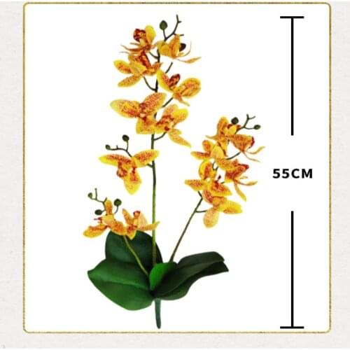 3 Stem 15 Heads Real Touch Latex Artificial Moth Orchid Fake Phalaenopsis Artificial Flowers With leaves For Wedding Home Decor