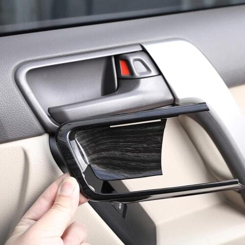 4pcs Black Wood Grain ABS Car Interior Door Bowl Cover Trim for Toyota Land Cruiser Prado FJ150 150 2014-2018 Models Accessories