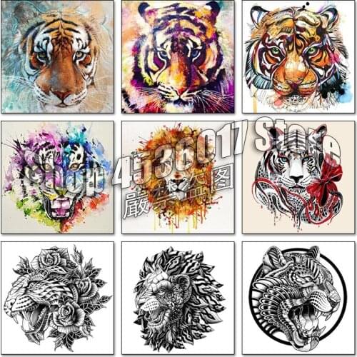 Watercolor Tiger 5d Diy Diamond Painting Cross Stitch Diamond Embroidery Mosaic Animals Full Rhinestone Gifts Craft Posters Arts