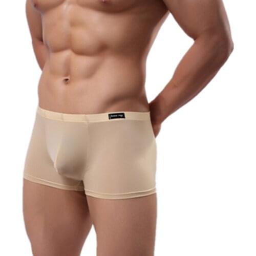 Man Transparent boxer underwear Men Cool Slim Sexy mens ice silk boxer underwear gay Men underwear