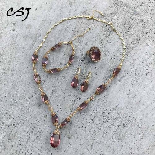 CSJ Big Stone Zultanite Jewelry Sets Gemstone Color Change Fine Jewelry for Women Wedding Engagment Party Gift Box