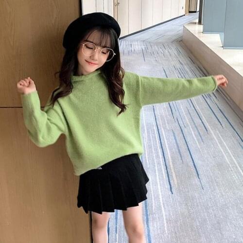 DFXD Winter Teen Girls Long Sleeve Soild Knitted Bottoming Shirt Fashion Korean Girls Pullover Sweaters 3-12Yrs Children Clothes