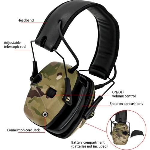 Tactical electronic shooting headphones MultiCam protective ear muffs hunting noise reduction hearing protection headphones