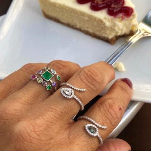 European elegance full finger cz ring design various color cz stone High quality Drop shipping Trendy delicate beautiful rings