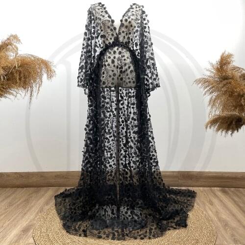 Maternity Robe Boho Tulle Photography Sparkly Dress Pregnant Kaftan Photo Shoot Baby Shower Evening Party Prom Women Couture