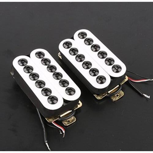 Ceramic Magnet White Guitar Humbucker Pickup Set, Bridge and Neck Invader Style