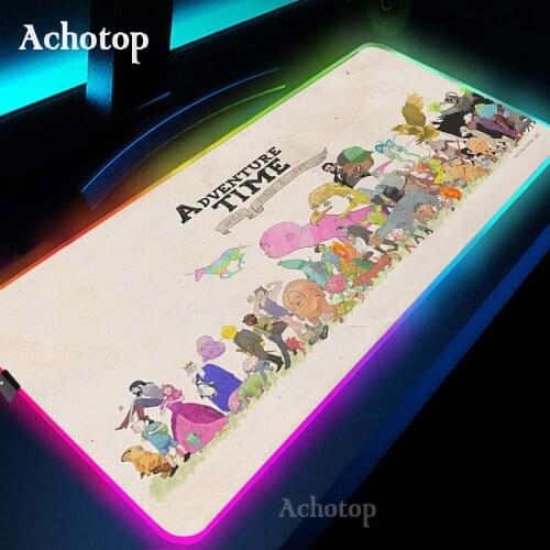 Adventure Time RGB Mouse Pad Anime Gaming Mouse Pad Computer Large Mousepad Backlit XXL Mouse Pads PC Gamer Computer Desk Mat