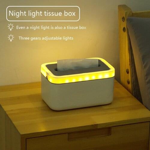 Creative Napkin Box Tissue Box With Night Light Household Waterproof Removable Tissue Box Storage Box Dining Table Tissue Box