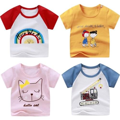 Summer cartoon childrens short-sleeved thin short-sleeved T-shirt baby pure cotton T-shirt toddler top clothes printed clothes